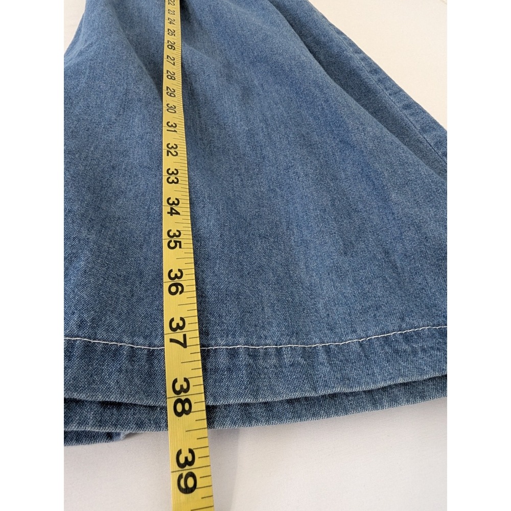 Disney Pooh Vintage 90s Blue Denim Button Front Embroidered Jumper Dress Large - Picture 6 of 9